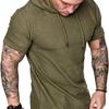T-shirt da uomo estiva a tinta unita a maniche corte, top con cappuccio casual alla moda