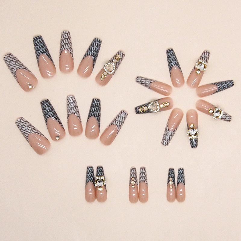 Long Ballet Love Crown Shining Diamond Nail Art European and American ins Style Fashion Wear Nail Art Finished Nail Art