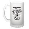 Verre À Bière J’peux Pas Je Préfère Les Gorilles J'peux Pas Minimaliste | Chope Givrée En Verre Trempé 470 Ml À Anse Recto Verso