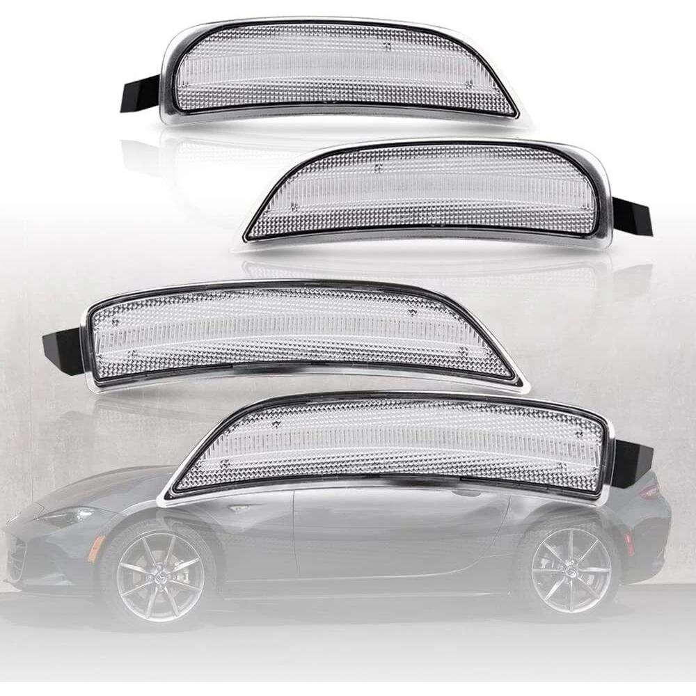 For 2016-2025 Mazda Miata MX-5 Clear Smoked LED Bumper Side Marker Light NA1J-51-5F0B NA1J-51-5E0B NA1J-51-5J0C,NA1J-51-5H0C