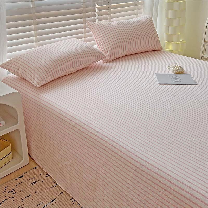 Striped Washable Bed Sheet Solid Color For Student Dormitory