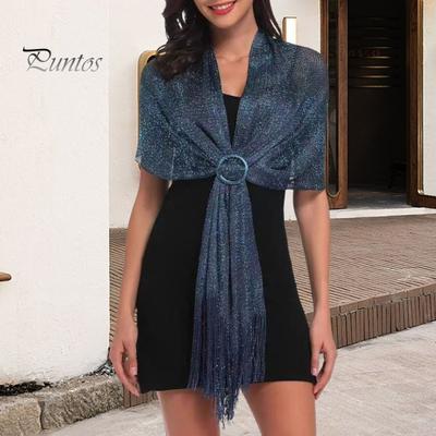 Scialle scintillante da donna in filo metallico, sciarpe da damigella d'onore con bottone per sciarpa, accessori per feste di matrimonio