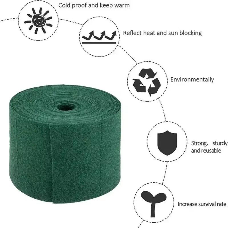 15M Cotton Tree Protection Tape, Coldproof Trunk Wraps, Moisture Retention & Warm Keeping Protector for Garden Green Plants