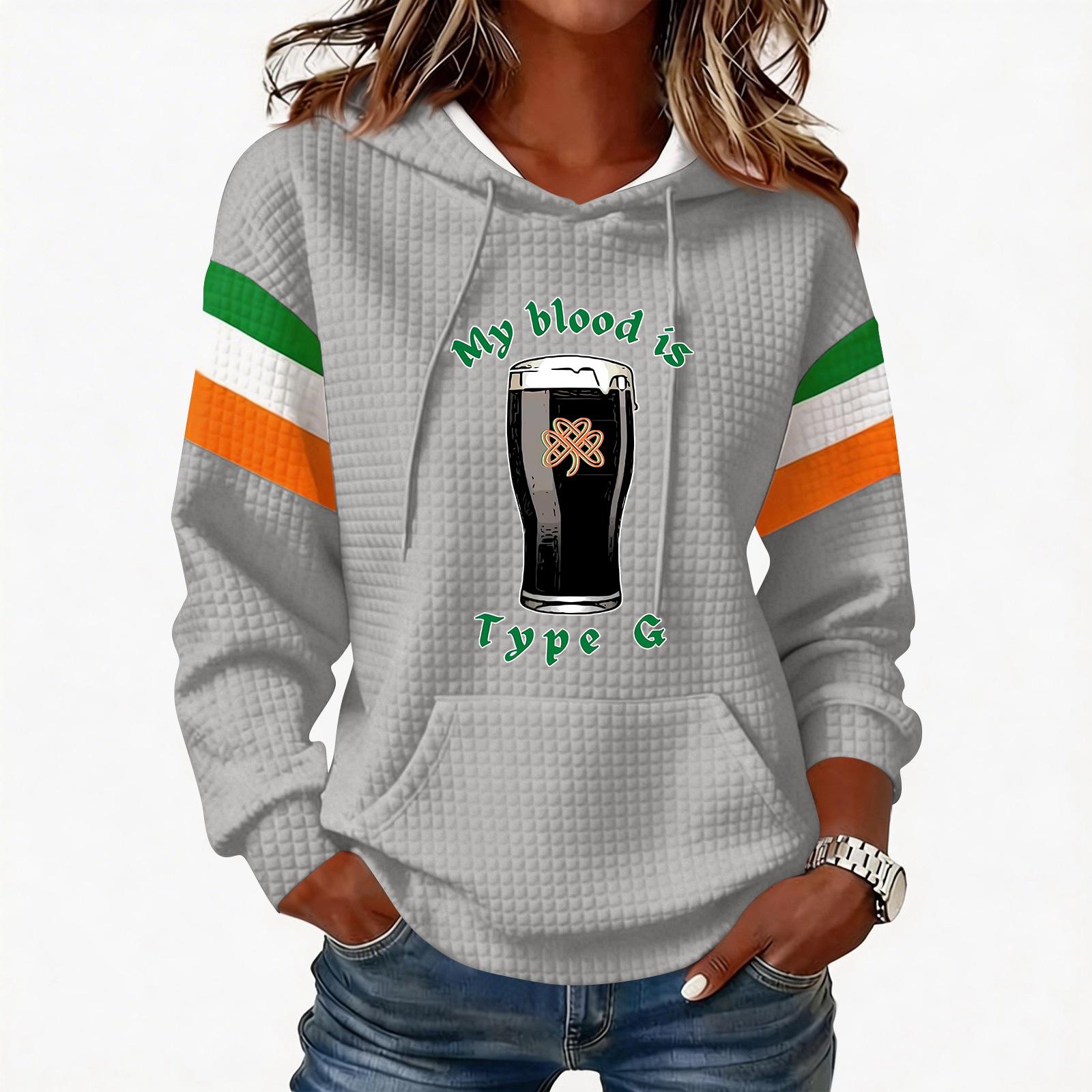Women s Fashion Lightweight Long-Sleeved Pullover Hoodie with Pockets and Print XL