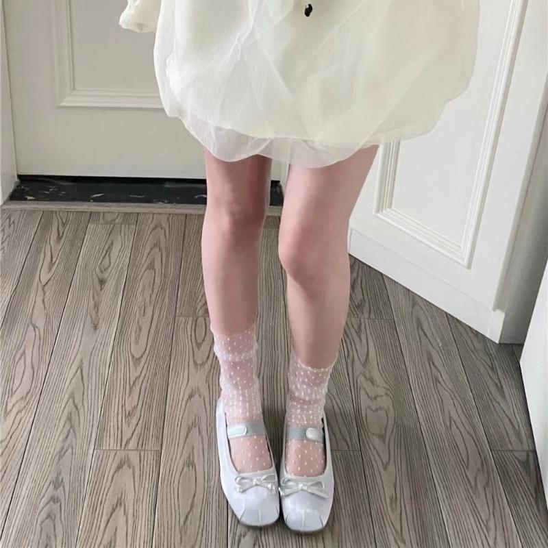 1pair Sexy Dot Lace Socks Women Transparent Mesh Ankle Socks Ladies Ultra-Thin Princess Tulle Socks Female