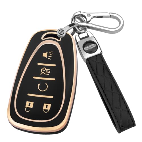 Für Chevy Autoschlüsselhülle mit Schlüsselanhänger, Weiche TPU-Schlüsselhülle Schale Vollschutz für 2016-2021 Chevy Equinox Malibu Camaro Cruze Blazer Traverse Trax