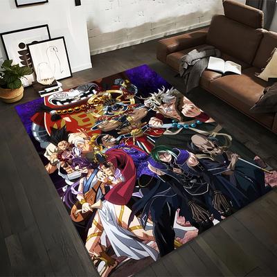 "Anime Style Colorful Character Group with Bold Warrior Design Carpet" Suitable for Use As an Anti-slip for Living Room Bedroom Sofas