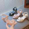 Girls Shiny Rhinestone Flowers Leather Sandals New Summer Toddler Strappy Sandals Hight Heel Soft Sole Princess Style Shoes