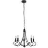 Rustic Style Ceiling Chandelier, Black Woven Steel with 5 Adjustable and Foldable Candlesticks diameter 58 x 45cm