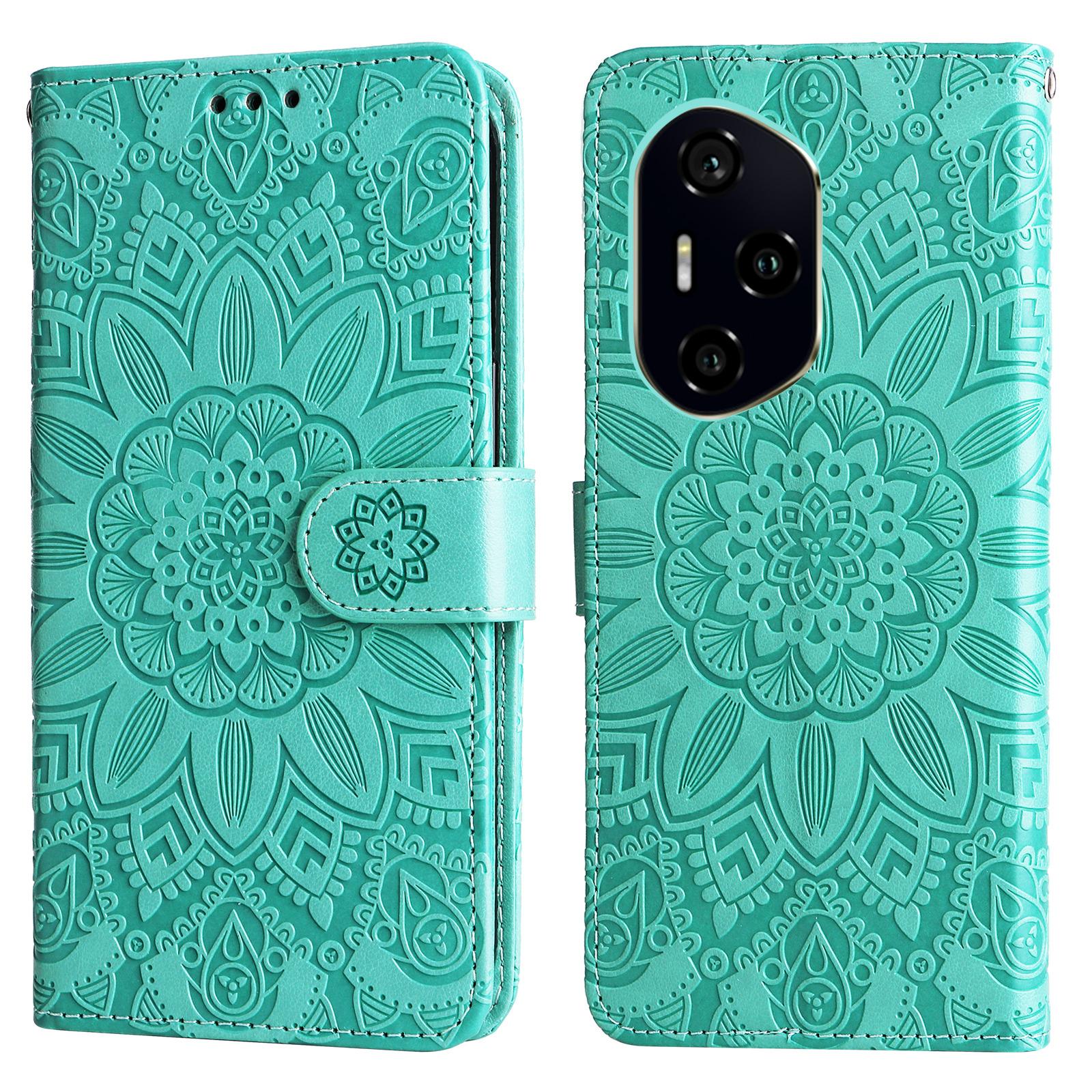 

For Honor 300 Pro/300 Ultra Case Sunflower Imprint Leather Wallet Phone Cover Green