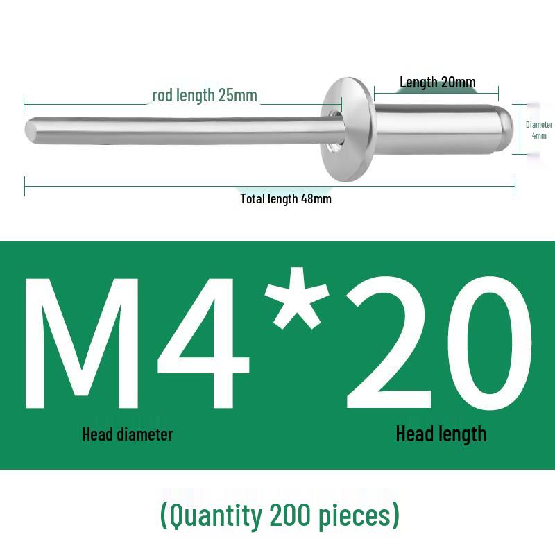 

Алюмінієві заклепки - З круглою головкою M3.2, M4, M5, M6