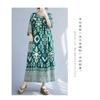 Summer New Temperament V-neck Mid-length Dress Retro Printing Loose Dresses