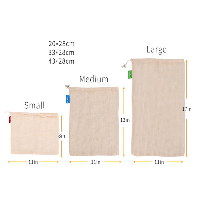 

10 шт./компл. сетчатых мешков из органического хлопка с фруктами можно использовать повторно для уменьшения углеродного следа 28cm by 20cm