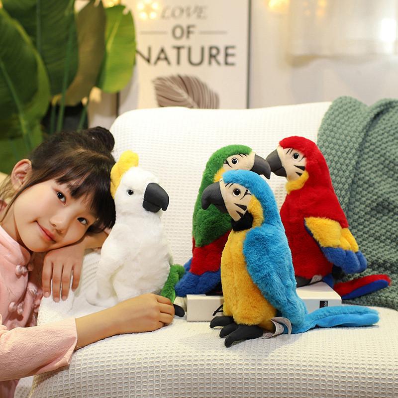 Macaws Plush Toy With Short Pile Fabric For Kids Educational Playroom Decor