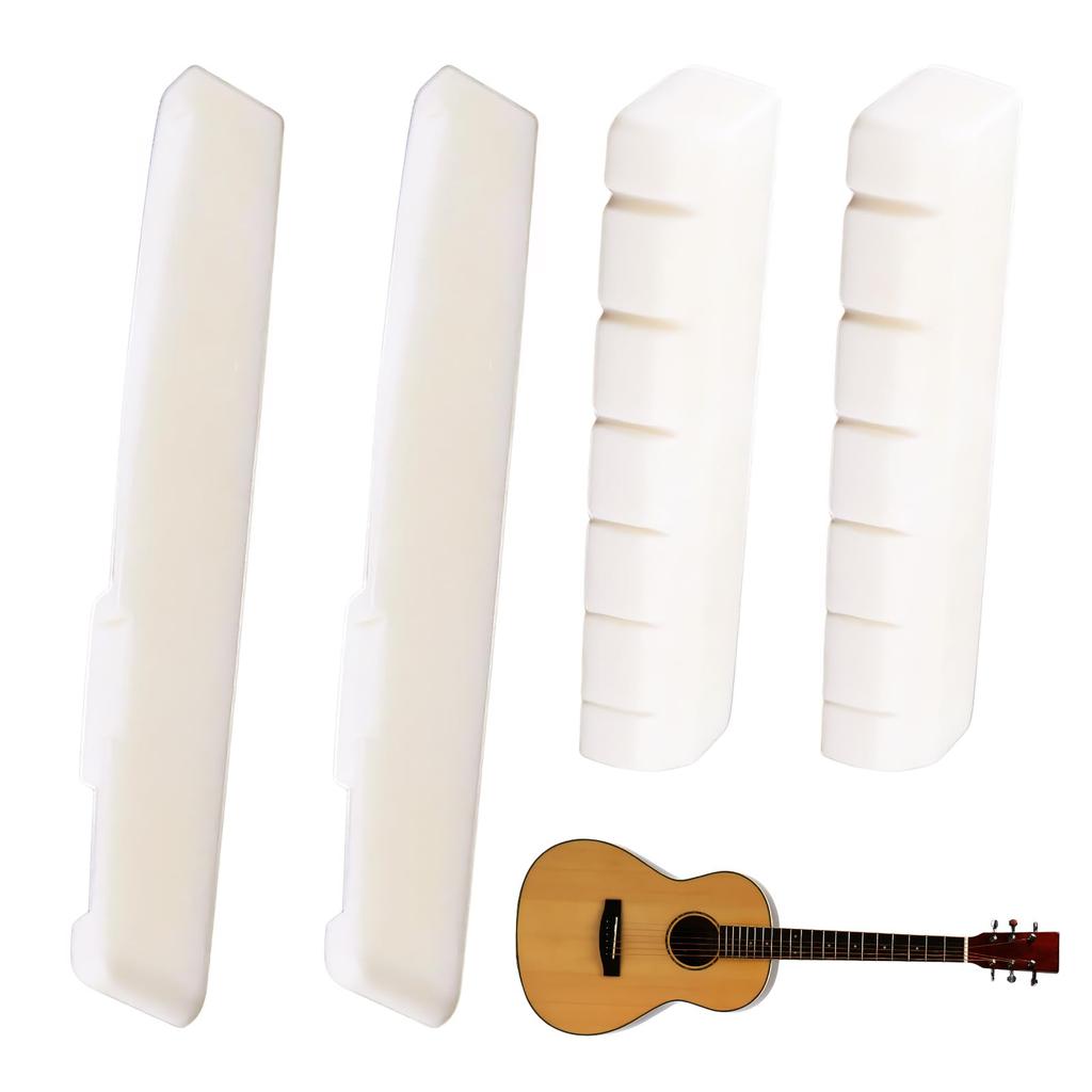 KDSSYFT Guitar Bridge Nut Saddle 2 Sets Made from Genuine Bone Improves Resonance and Sound Quality Replacement Parts Maintenance For Acoustic Guitars