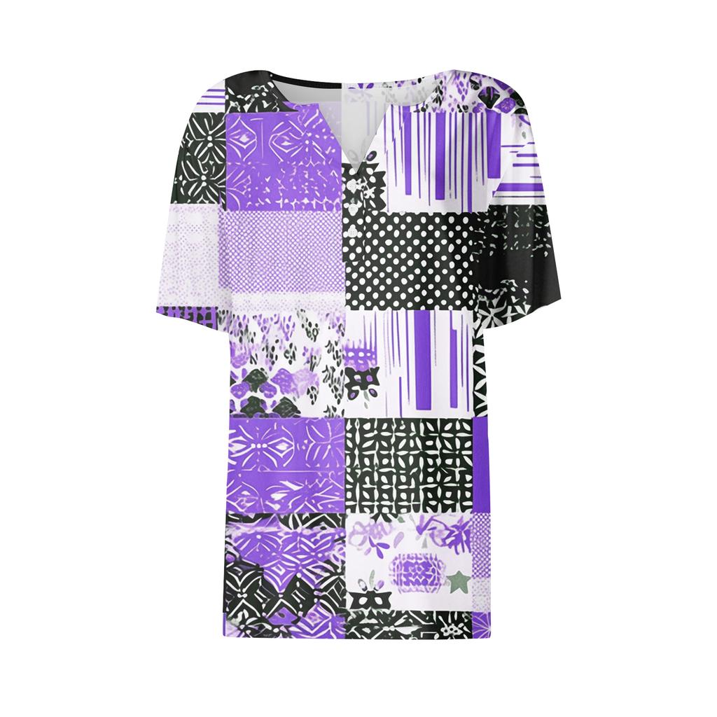 Damen T-Shirt Print Knopf Kurzarm Täglich Wochenende Mode Basic V-Ausschnitt Reguläres Oberteil