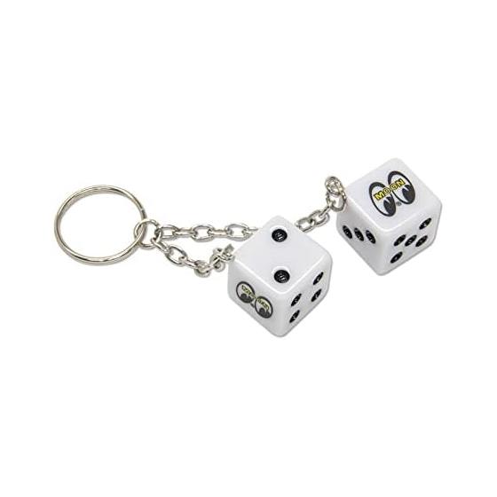 MOONEYES MOON Twin Dice Keyring Mooneyes Moon Twin Dice Keyring Keychain MKR187 WH White Stylish American Goods