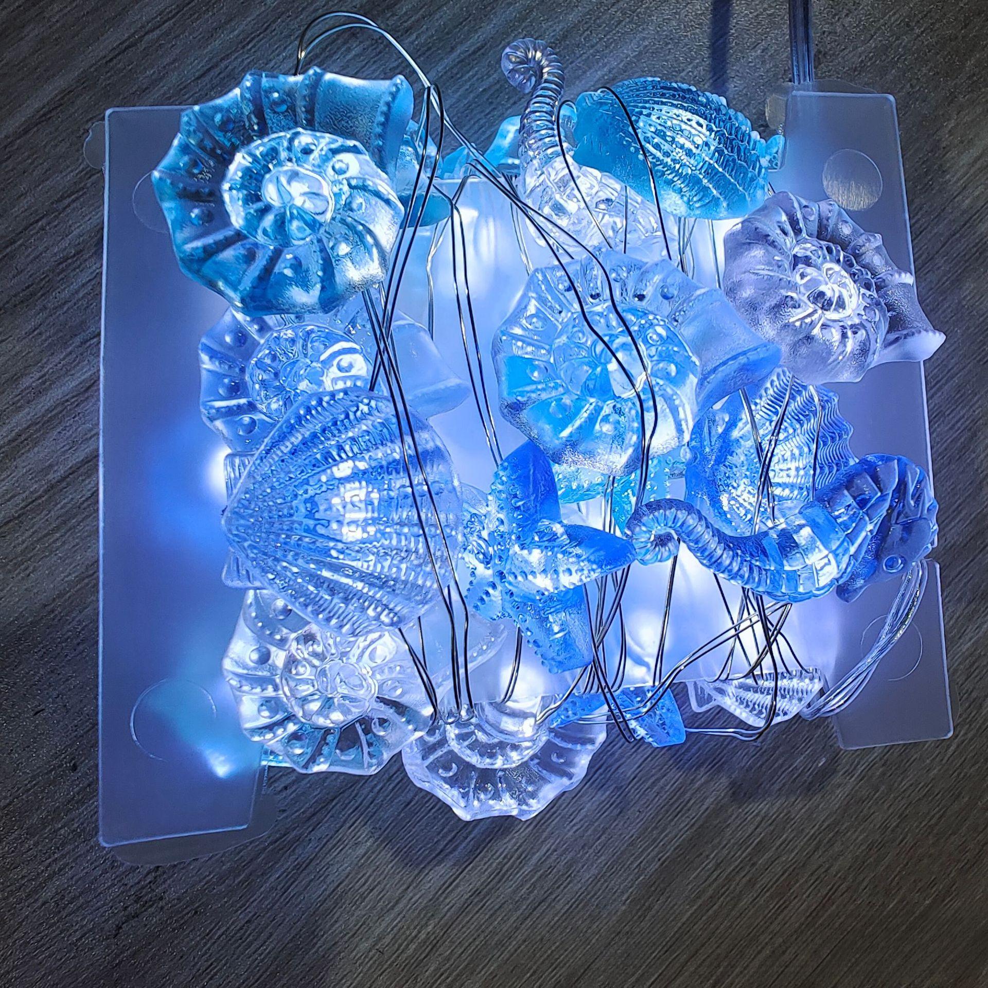 

Высококачественный светодиодный светильник из медного провода, рождественские огни, струнные серии Ocean, раковина, звезда Нептуна, морской конек, застежка, декоративный светильник 2 meter 20 lamp battery