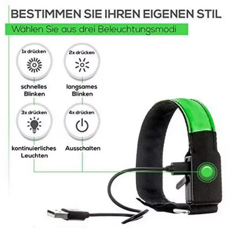 Outdoor Sports Night Running Armband LED Lamp USB Rechargeable Safety Belt Arm Leg Warning Wristband Cycling Bike Bicycle Light
