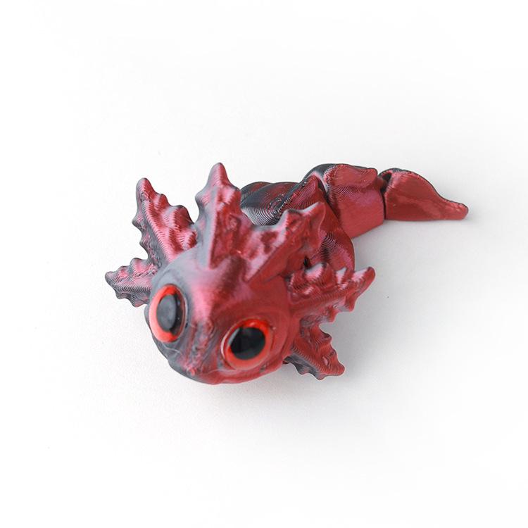 3D Printed Multicolor Articulated Salamander Toy Figurine