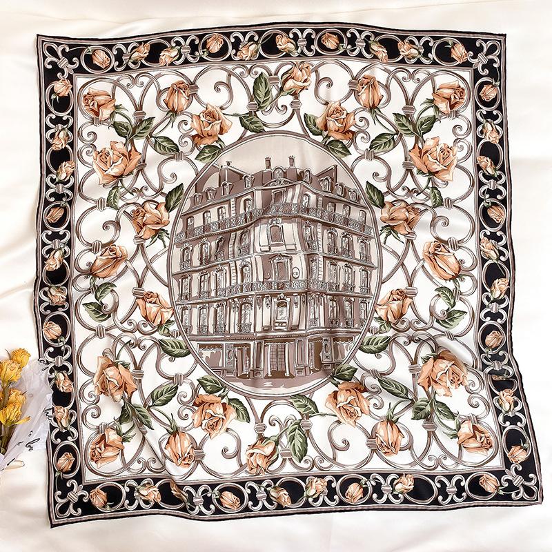 Early Autumn Retro New Twill Large Square Scarf for Women Fashion Printed Decorative Scarf Air Conditioning Shawl Scarf Scarf Scarf