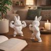 Rolig påskfitnesskanin Söt liten kaninprydnad Muskulös kaninstaty Vardagsrumsdekoration