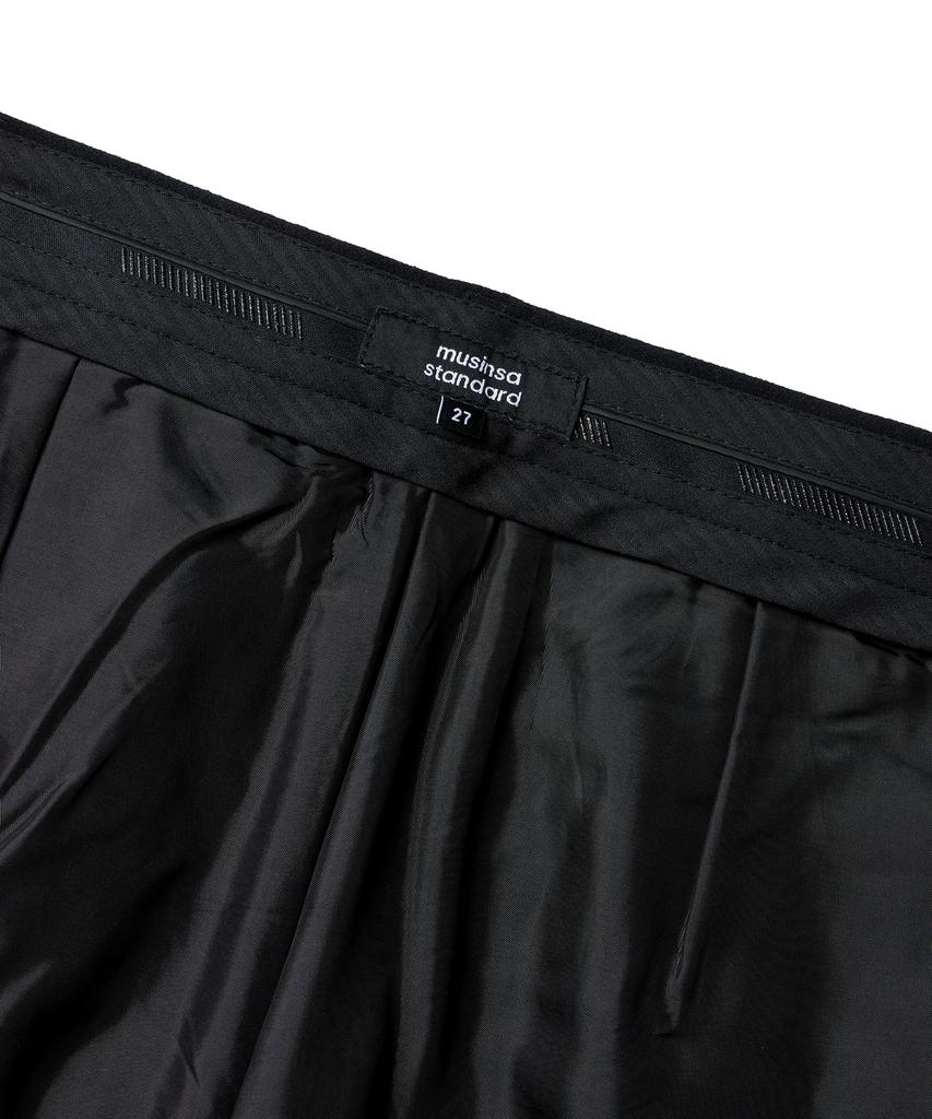 MUSINSA STANDARD WOMAN Women'S Wool Flannel Two-Tuck Wide Slacks [Black]