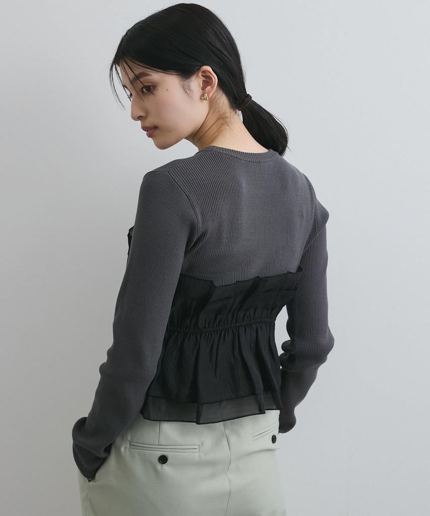 Knit Pullover Light Knit Bustier Docking Pullover for Black Maine [BIS] [Washable] Women, (01)