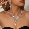 Exaggerated Atmospheric Crystal Necklace Earrings Set, Bridal Wedding Alloy Set Chain Women'S Accessories