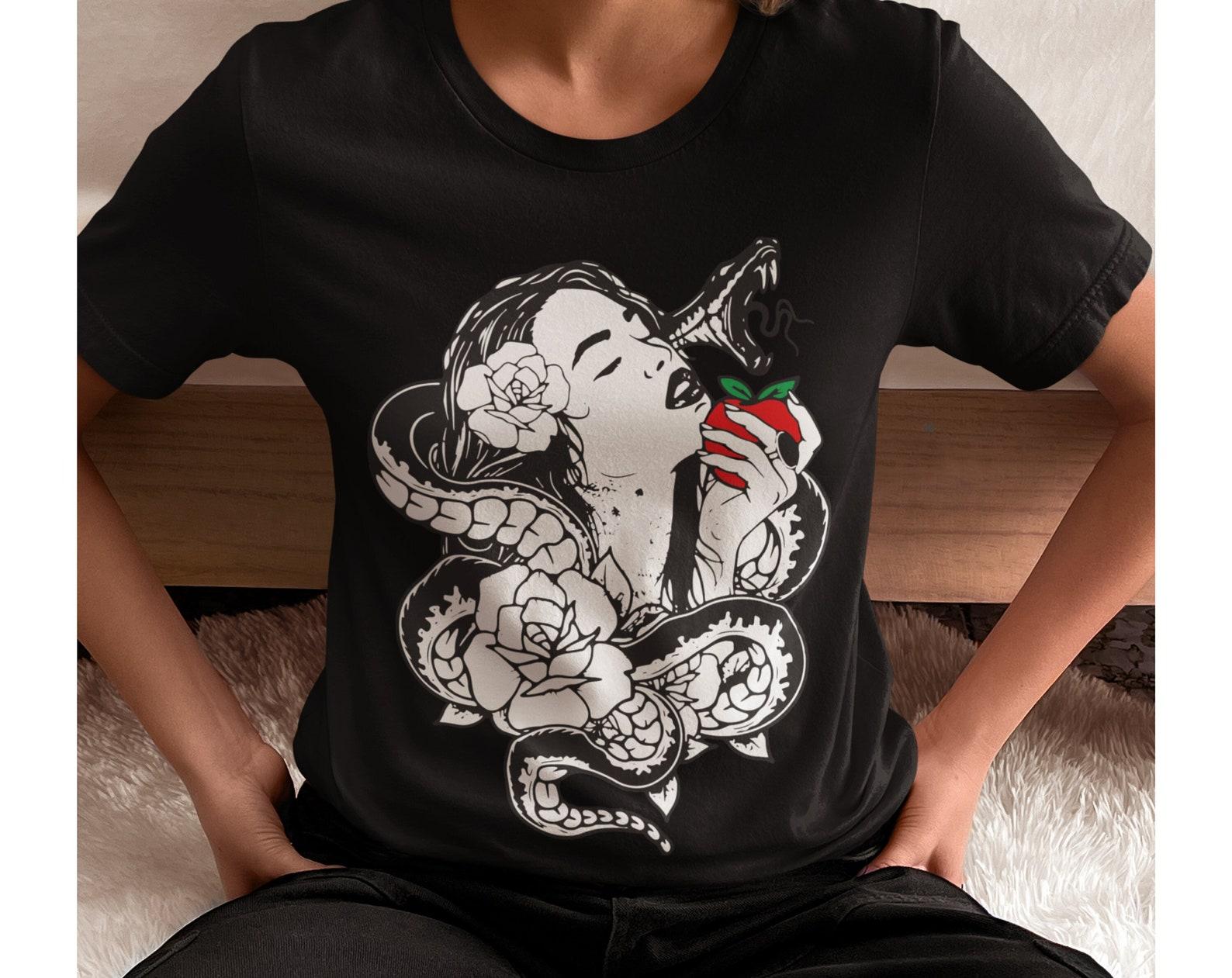 Tattoo Art Woman Snake Shirt Eve s Garden of Eden Apple T-Shirt Unisex Jersey Short Sleeve 3XL