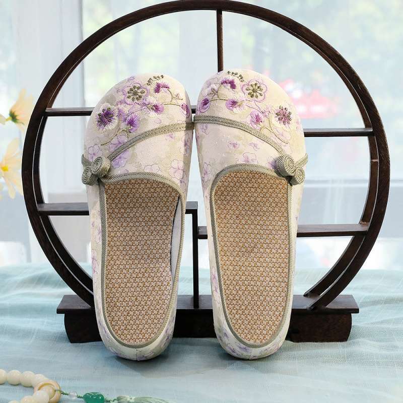 One Pedal Ethnic Style Breathable Retro Women's Slippers Casual Old North Cloth Shoes Elderly Cloth Shoes Embroidered Women