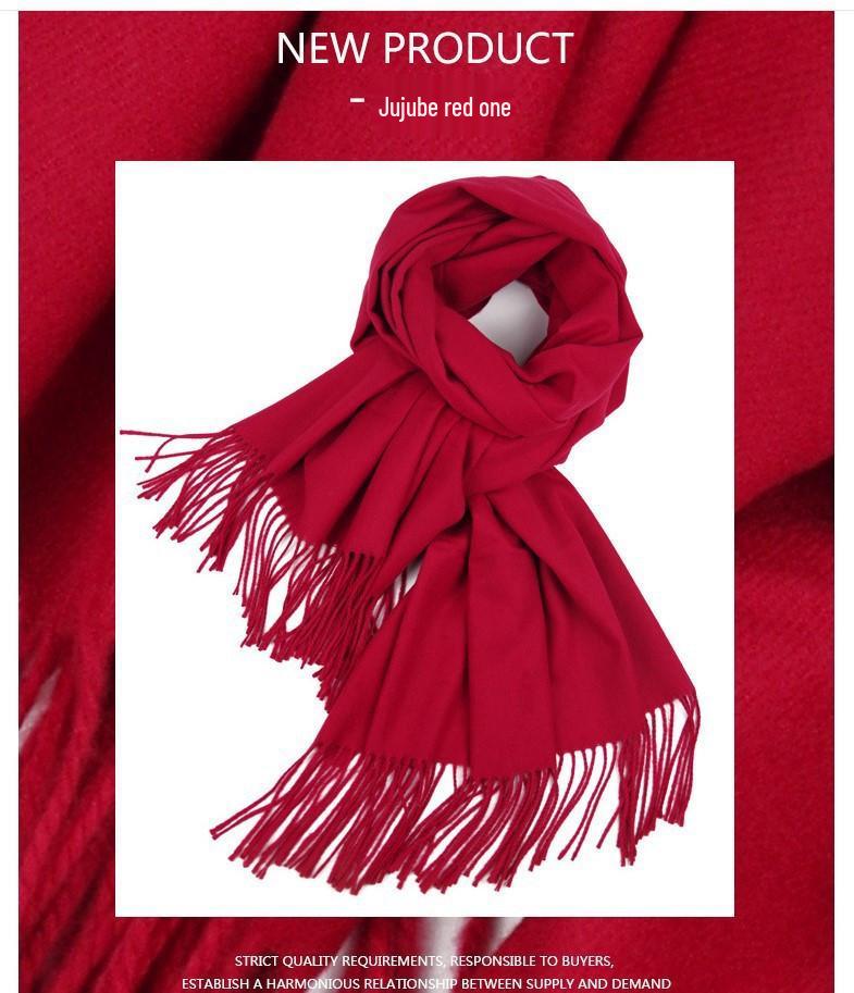 Women's Imitation Cashmere Winter Scarf - Thick Solid Color, Versatile Men's Shawl, Cashmere Wool Blend