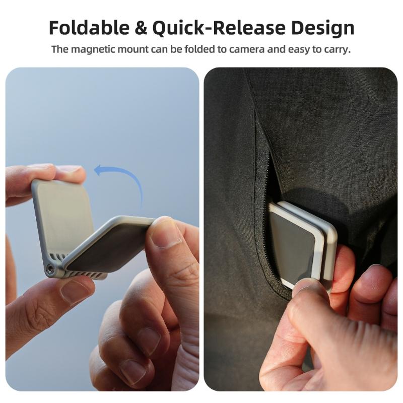 Foldable Magnetic Camera Mount Base with 180Degree Tilt 360°Rotation Quick Release for GO 3S/GO 3 Portable Shoot