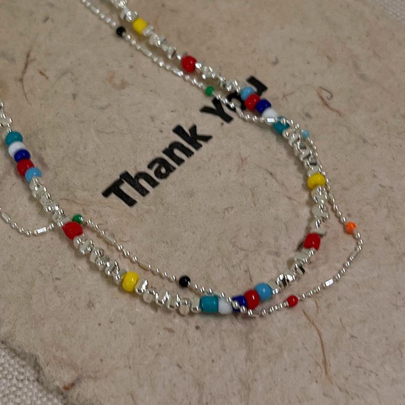 Colorful Double-Layer Beaded Necklace - Women's Luxury Clavicle Choker Accessories
