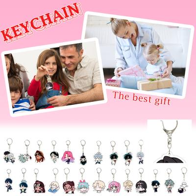 Acrylic Cartoon Character Keychain Pendant with Metal Key Ring for Backpack Bag Charm Accessory Student Gift