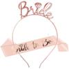 Pop The Party Women’s Bride To Be Crown Tiara and Bride To Be Sash Crystal Rhinestone Tiara Headband for Wedding Bridal Shower (Rose Gold)