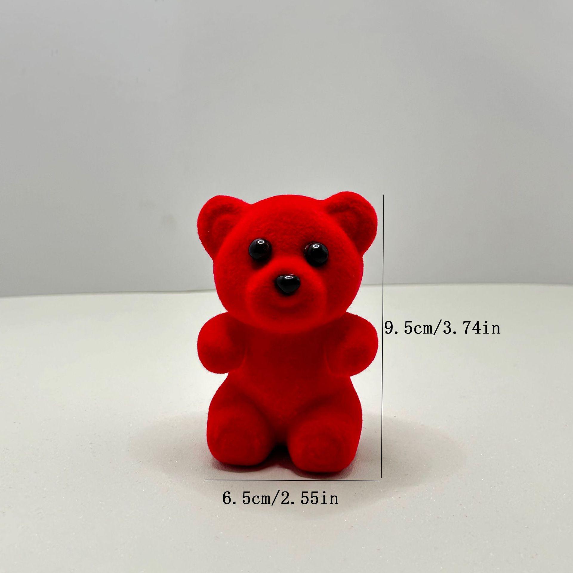 

Flocked Foam Red Teddy Bear Ornament - 9.5cm Cute Cartoon Figurine for DIY Crafts червоний