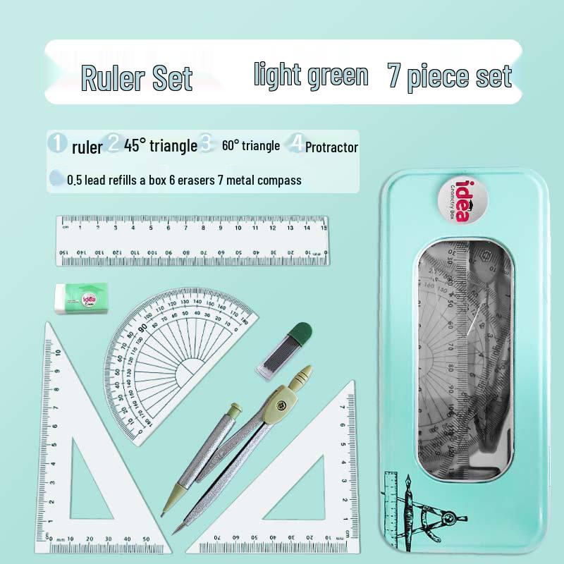 Student 7-Piece Compass & Ruler Set - Exam Gift & Study Supplies