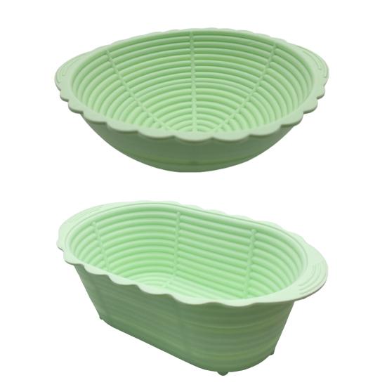2Pcs Silicone Bread Proofing Basket Round Oval Sourdough Bread Making Banneton Heat Resistant Large Capacity Collapsible