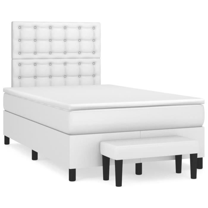 3137654 vidaXL Divan Bed with Mattress White 120x200cm Faux Leather