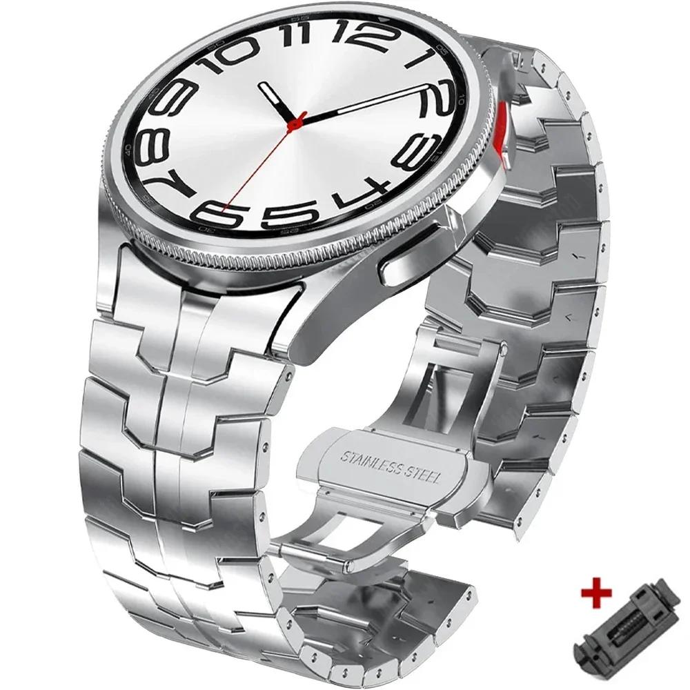 

Ремешок из нержавеющей стали для Samsung Galaxy Watch 7 6 5 4 40мм 44мм Браслет 4/6 Classic 47мм 43мм 42мм 46мм Без зазоров Металлический звеньевой браслет Galaxy 6 40mm 44mm