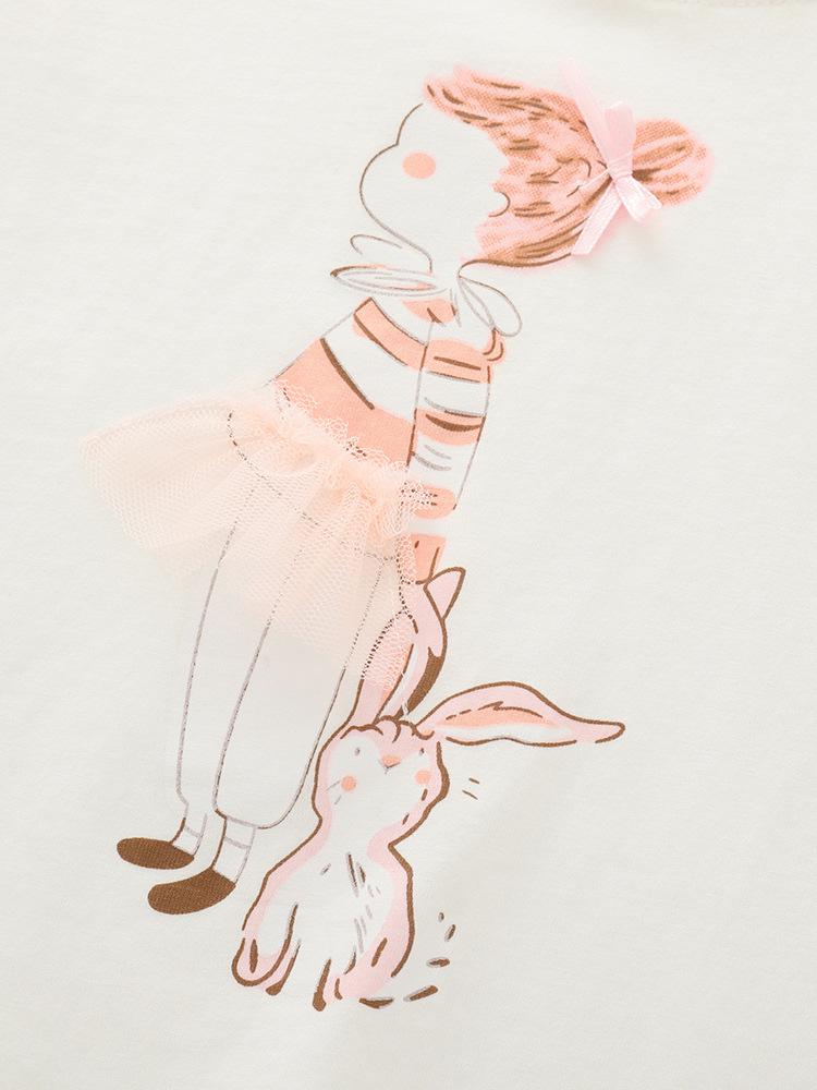 Modny letni dwuczęściowy strój dla dziewczynek - Krótki rękaw, okrągły dekolt, dla małych i średnich dzieci.