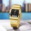 I couple watch business casual simple fine steel belt waterproof double display electronic quartz watch