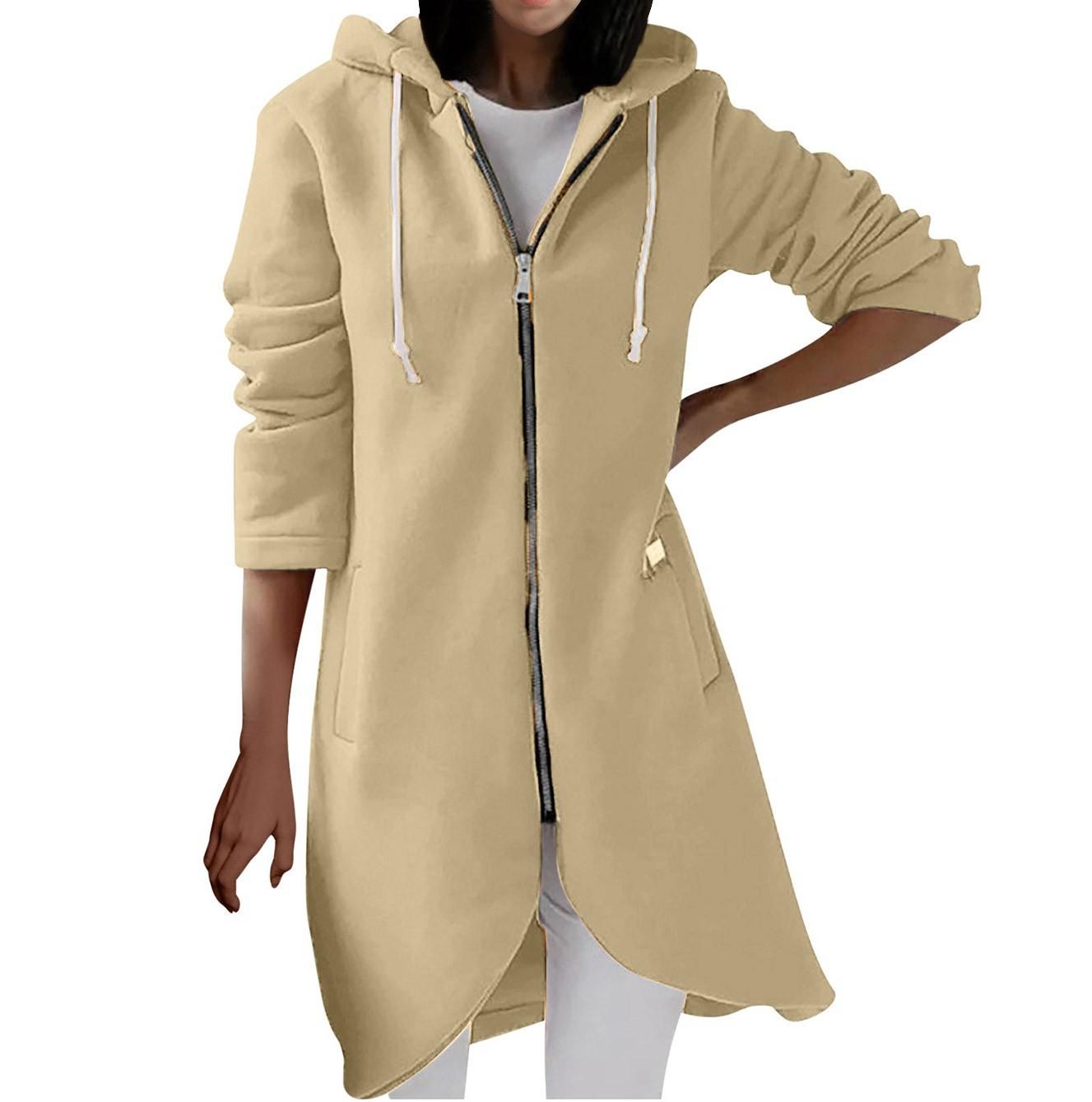 

Женская повседневная толстовка осень-зима средней длины, однотонная толстовка с капюшоном XXL