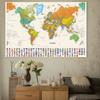 Mapa světa-Země s městy,Nerámovaná mapa světa,Nástěnná dekorace do obývacího pokoje,ložnice,domova,kanceláře,Moderní umění,Cestovní nástroj