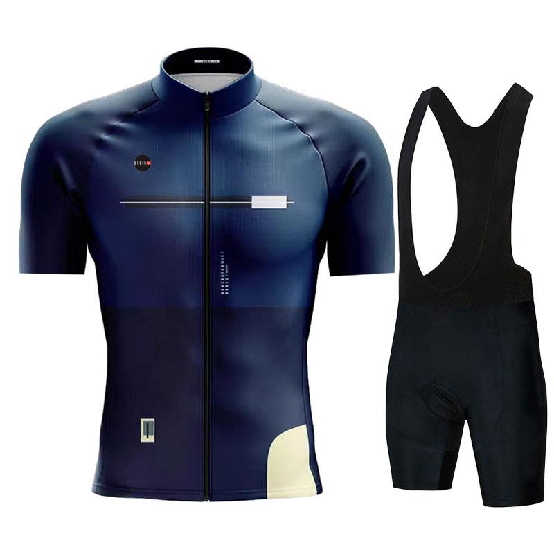 Gobikful Ensemble Maillot de Cyclisme Manches Courtes Vêtements de Vélo 2026 Été Homme Bleu Maillot VTT Ciclismo Ensemble Cuissard à Bretelles Vélo