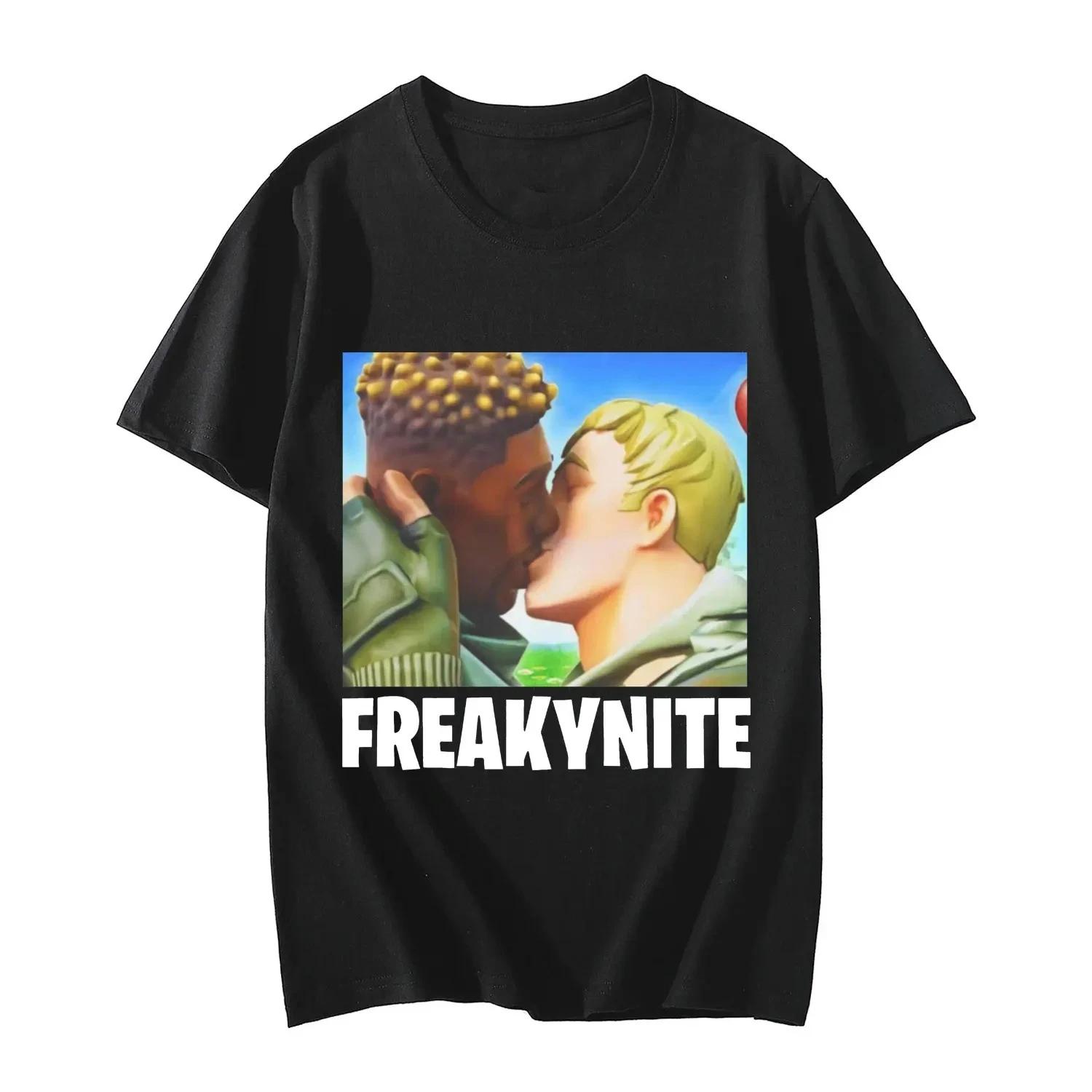 

Freakynite Parody Brainrot Joke Men s Cotton Shirt Y2k Funny Graphic O-neck Summer Hip Hop High Quality Oversized Tshirt 4XL