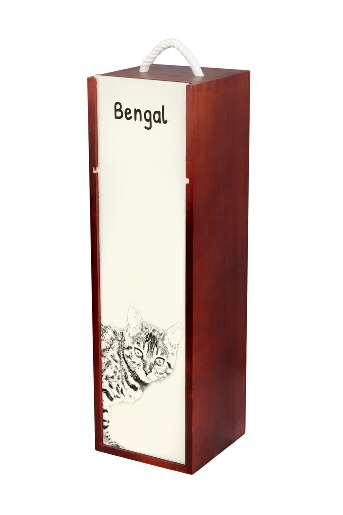 Bengal - Weinkiste mit einer Katze, Alkoholbox mit Grafik, personalisierte Geschenkbox von der Marke Art-Dog