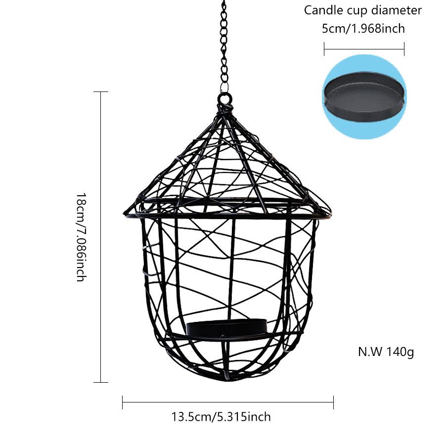 Outdoor Dual-use Wire Birdcage Hanging Basket Candlestick Garden Hanging Basin Decoration Hanging Bird Feeder for Outdoor Gifts