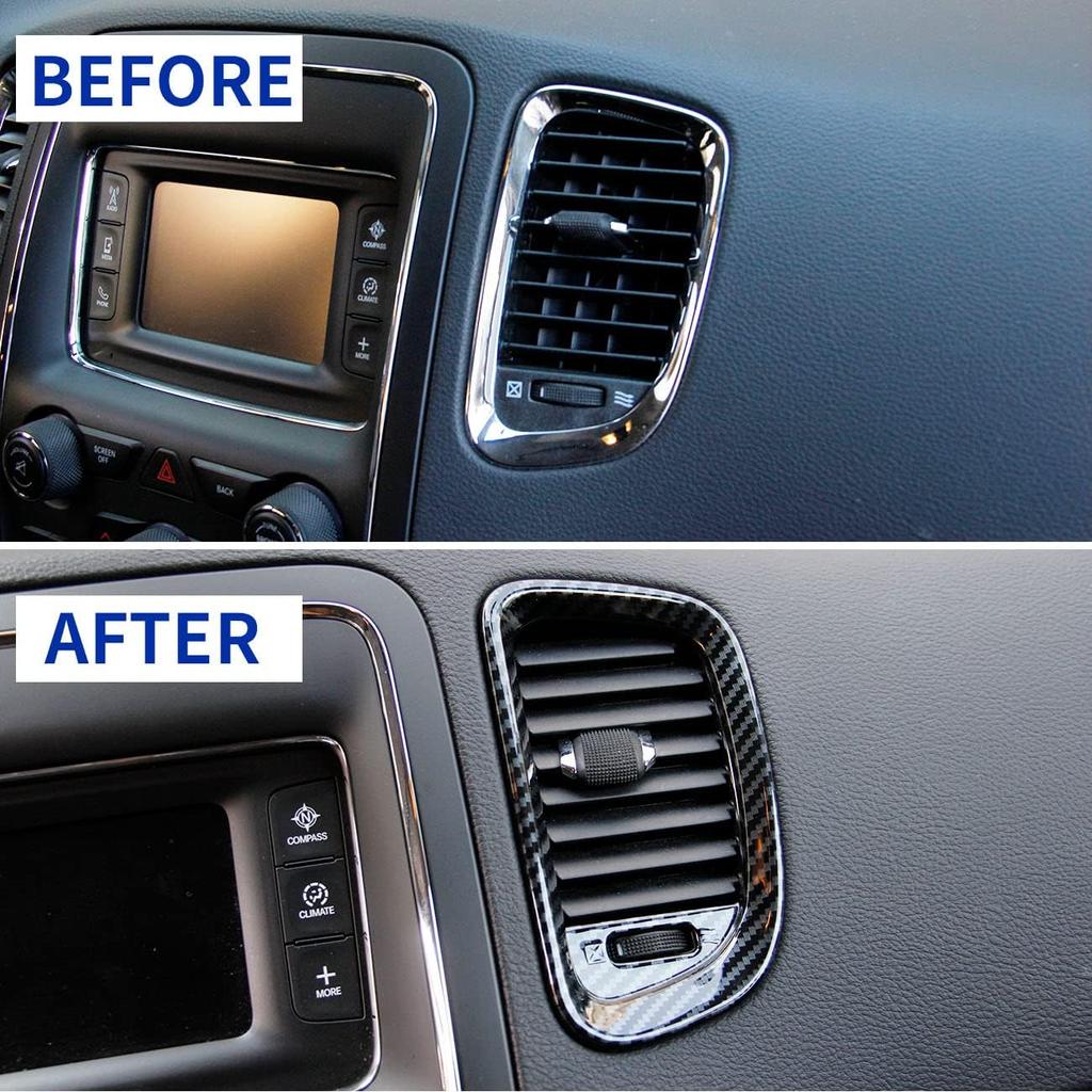 Carbon Fiber Dashboard Air Vent Cover AC Outlet Trim Kit for Dodge Durango 2011-2020